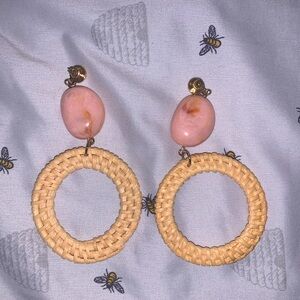 Cute Pink and Wicker Summer Earrings!